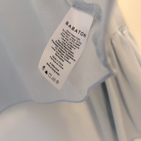 Aritzia Babaton Humbert Blouse, Cropped, bell-sleeve blouse, baby blue, … - Picture 7 of 9